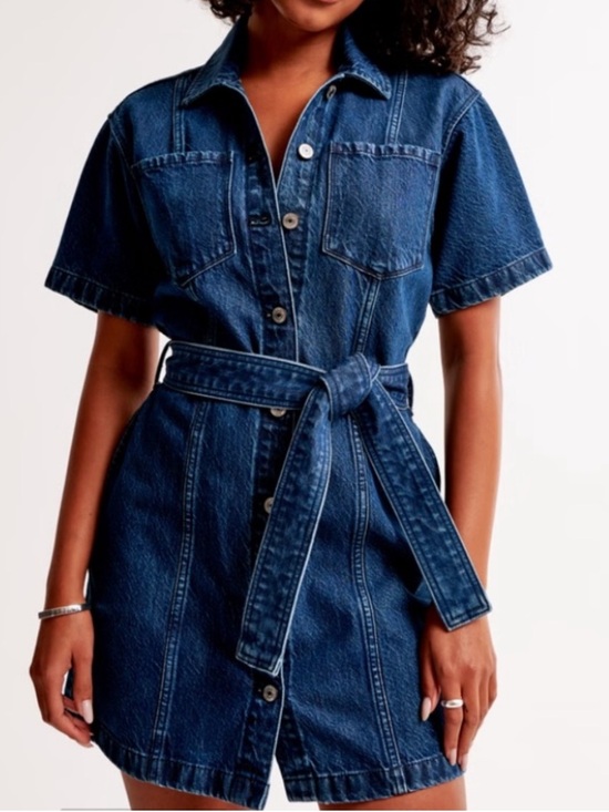 Abercrombie & Fitch Dresses & Skirts - Abercrombie & Fitch Utility 90s Y2K Western Cowgirl Belted Denim Jean Dress L